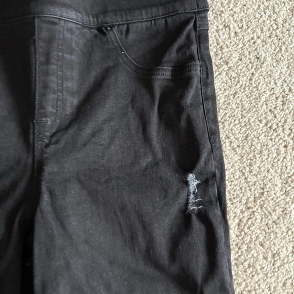 Spanx distressed black jean-ish shapewear raw hem Black Jeggings Jeans Large - Picture 5 of 11